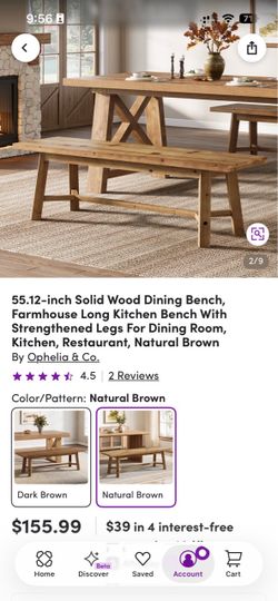 Ophelia & Co. Solid Wood Farmhouse Dining Bench