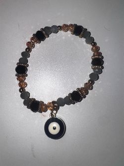 Evil Eye Charm Beaded Stretch Bracelet