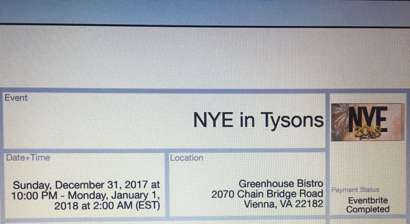 Two Tickets for NYE in Tysons