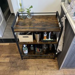 Bar Cart with Three-Shelves and Wine Racks (includes wheels)
