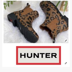 Hunter Rain Boots Size 5 Leopard Low Booties 