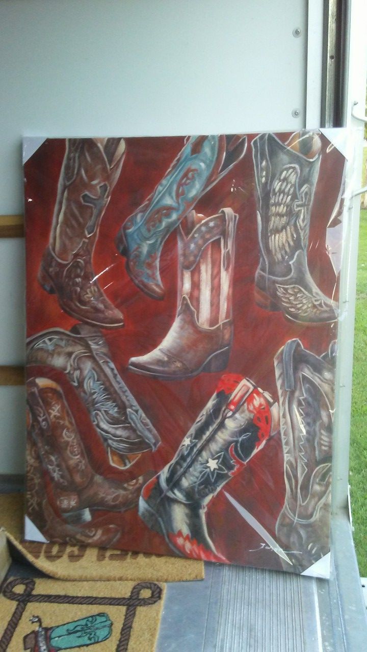 2 western boots painting