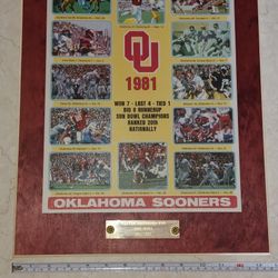 1981 Season Stats Plaque Big 8 Runner Up $100