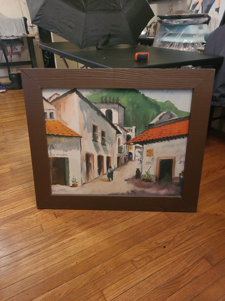 Mexican,pueblo ,Mexican oil painting.