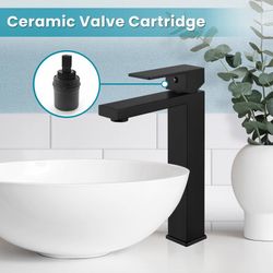 gotonovo Matte Black Tall Vessel Sink Faucet for Sink 1 Hole Deck Mount Stainless Steel 304 Bathroom Faucet Bowl Basin Single Hole One Handle A12