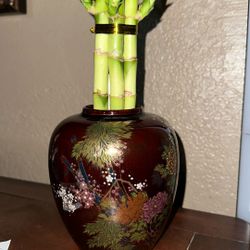 Bamboo Plant For Mothers Day.  Vintage Vase