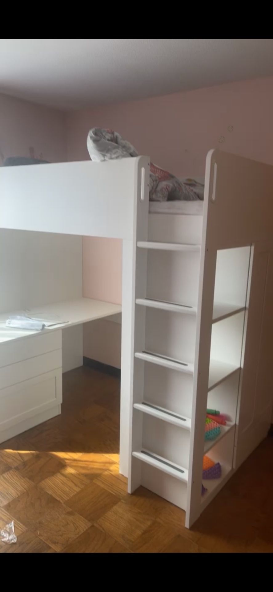 Loft bed frame, desk, storage, and closet -CASH ONLY!! $500 OBO