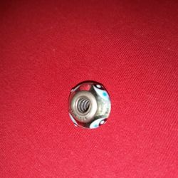 Pandora Blue Black White Glass Charm 