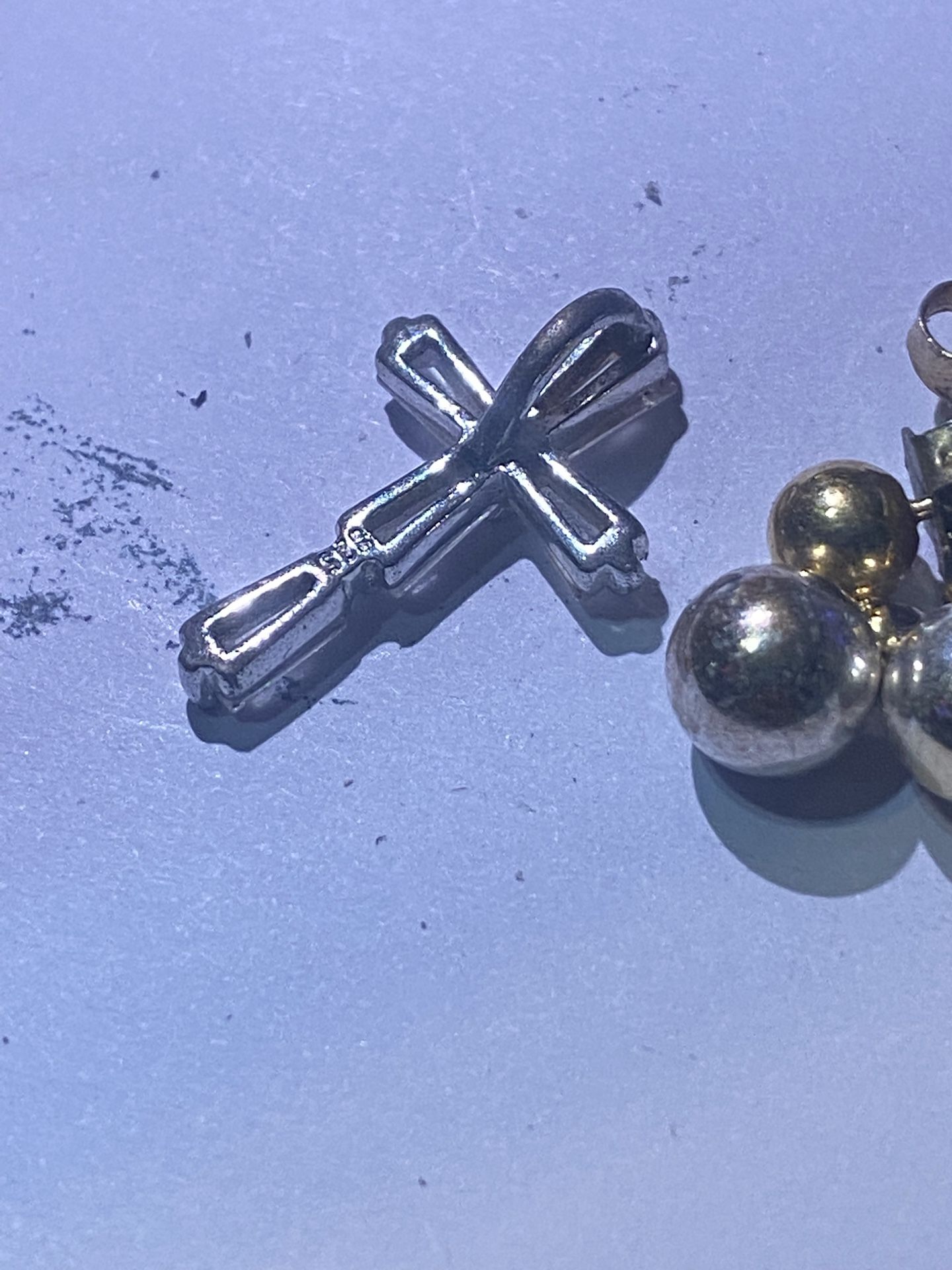 Small lot of silver and gold mixture ring earrings and pendant Rings