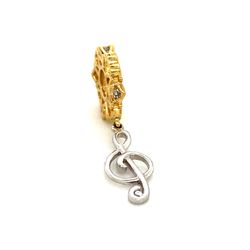 14k Diamond Treble Clef Two Tone Pendant