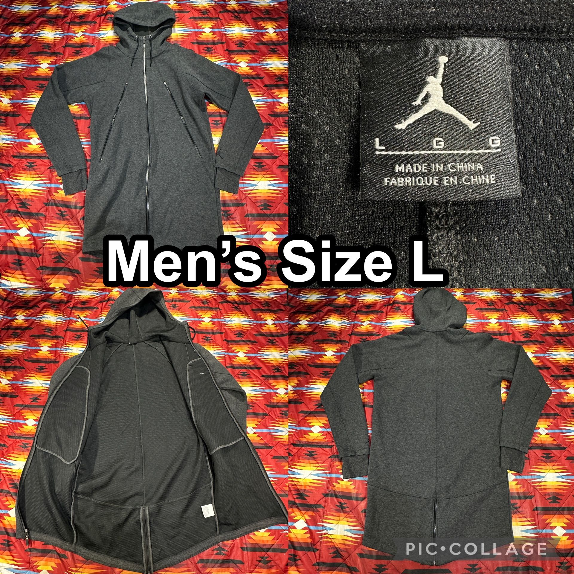 Nike Air Jordan Fleece Parka Jacket Gray Full Zip Men’s Large 696242-032