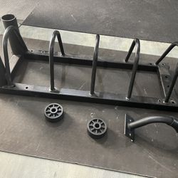Steelbody Horizontal Plate and Olympic Bar Rack Organizer with Steel Frame