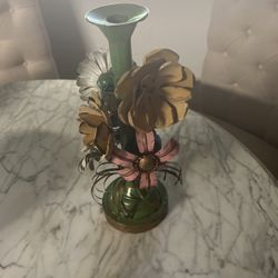Antique Metal, Italian Floral Candle Holder