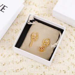 Loewe Gold Hollow Square Asymmetrical Earrings