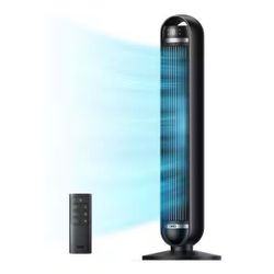 DREO 36 in. Tower Fan, 25 DB Quiet, 8 Speed, 8-H Timer, 90° oscillation with Remote in Black
