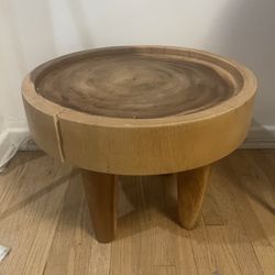 wooden teak end table / foot stool 