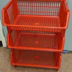 Vintage Stackable Red Basket Shelf