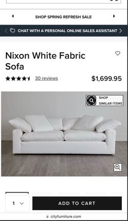 White Nixon Sofa and Ottoman