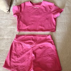Barbie Pink Gym Set Shorts M Top Large $20