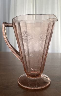 Jeannette Class Co. floral patten pink depression pitcher