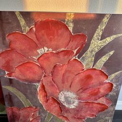 Red Flower Canvas Painting Medium Large Size