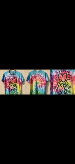 Keith Haring heart over head tie dye women’s t-shirt
