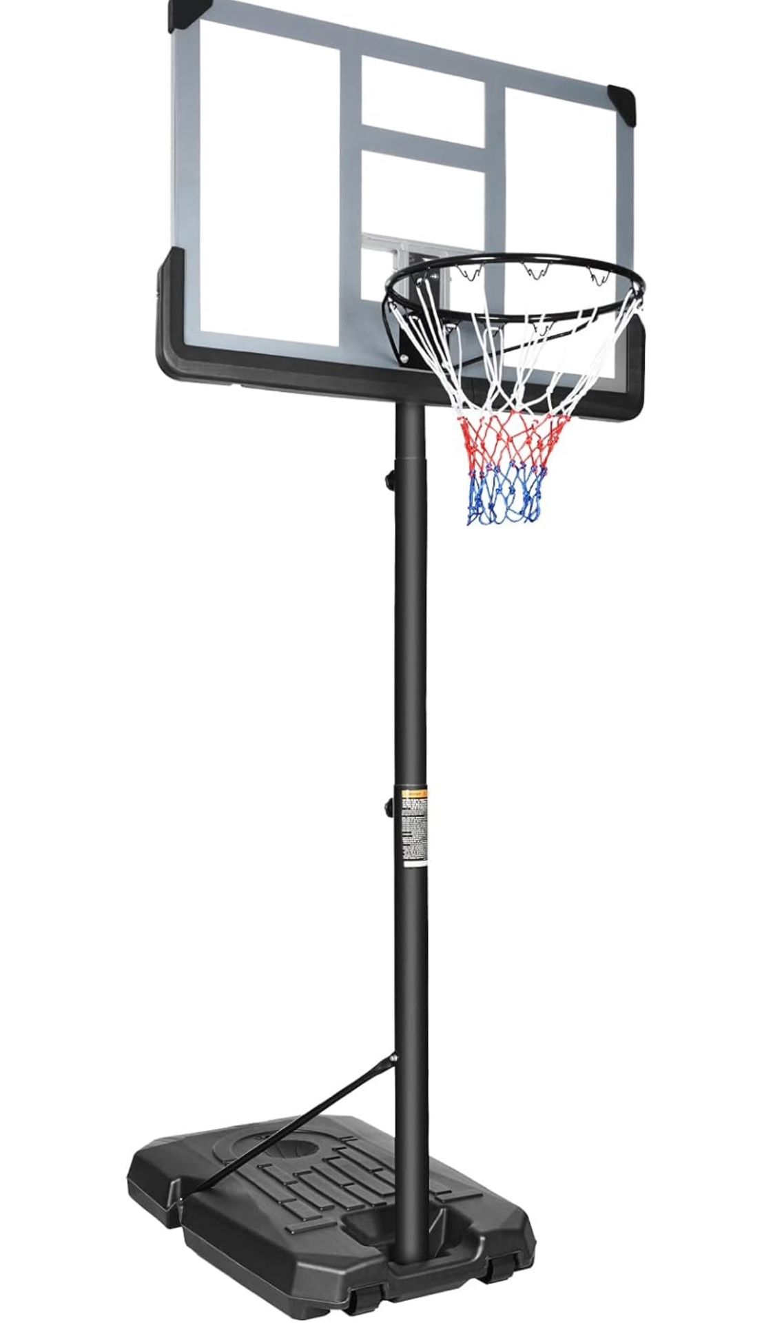 Teenagers Youth Height Adjustable 6.5ft to 10ft Basketball Hoop 44 Inch Backboard Portable Basketball Goal System with Stable Base and Wheels, use for