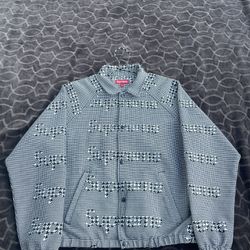 F/W2020 Supreme Houndstooth Logos Snap Front Jacket Size Large
