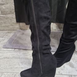 Suede Wedge Boots