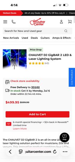 Chauvet Gig Bar 2 DJ lights w stand