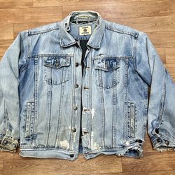 Vintage 90s Distressed Denim Jacket Sz L