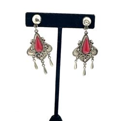 Red Screw Back Earrings 