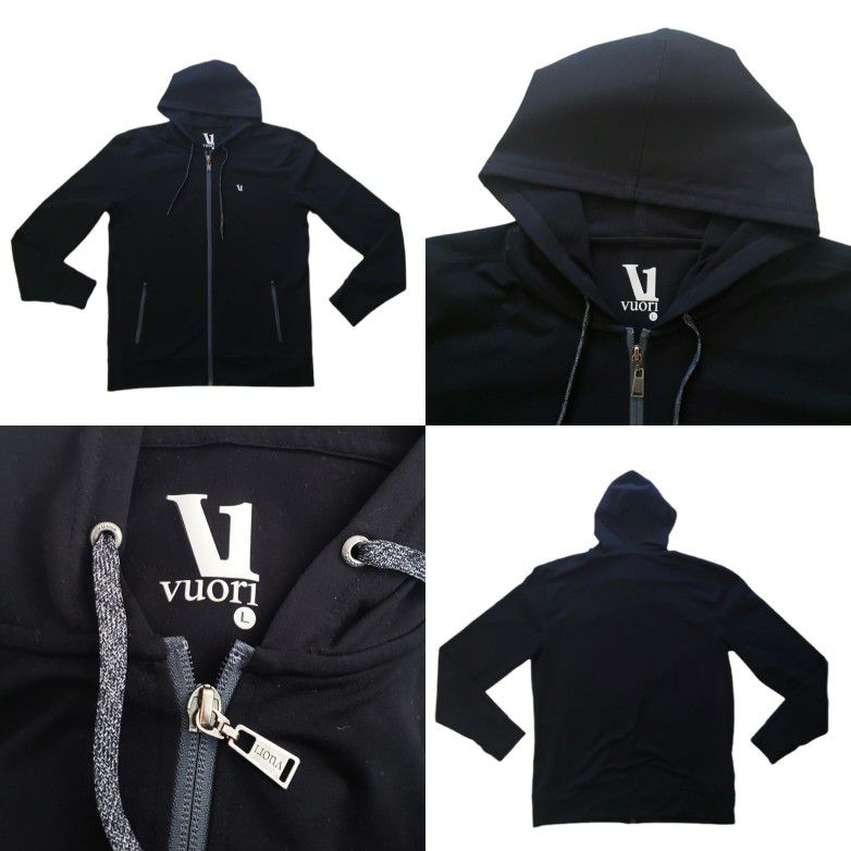 Men's Vuori Jackson Full Zip Hoodie Sweater Sold Out Online Black and Gray Excellent Pre-owned condition as pictured. All pictures of the actual Sweat