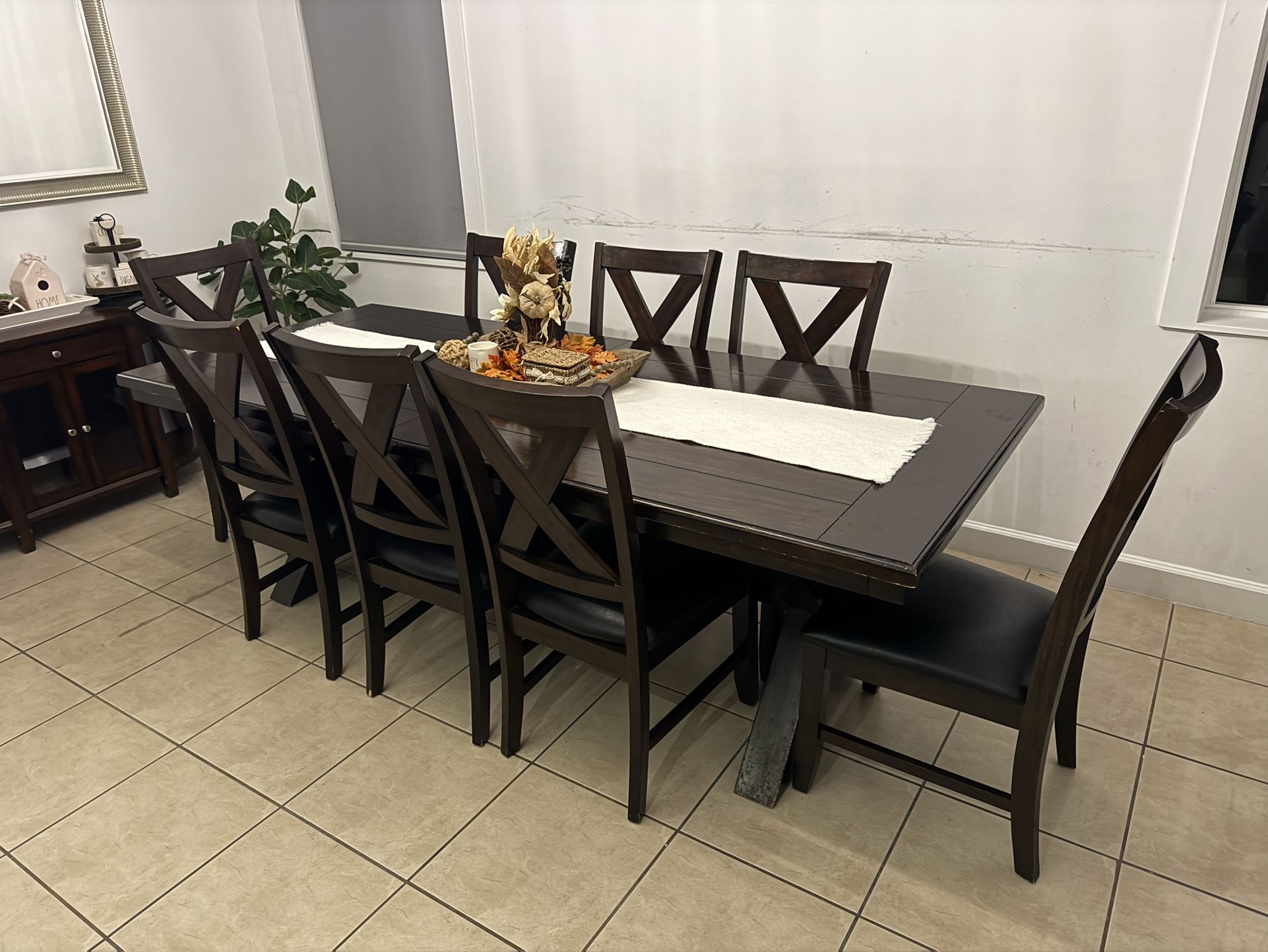 Brown Table With 8 Chairs
