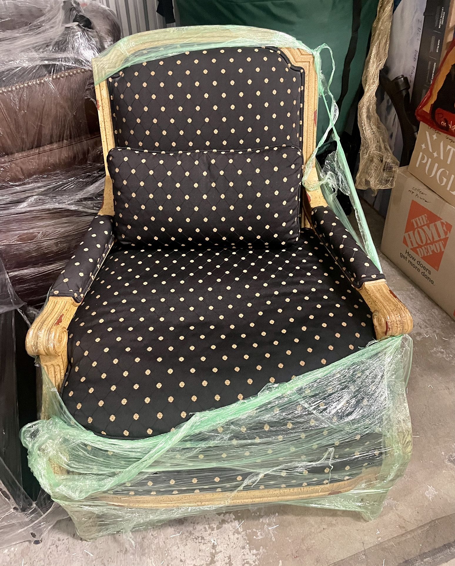 Gold & Black Arm Chair by Century 