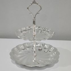 Vintage Silver Plated 2 Tier Server By Old Hampshire  Silversmiths