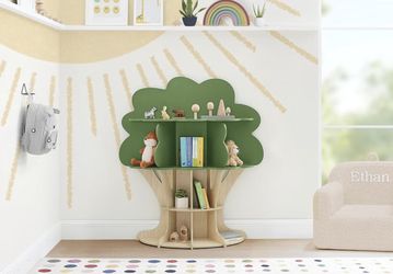 Delta Children Tree Bookcase- Greenguard Gold Certified, Fern Green/Crafted Natural