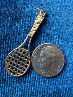 14K Gold Tennis Racket Pendant | Sports Charm | 1.8g