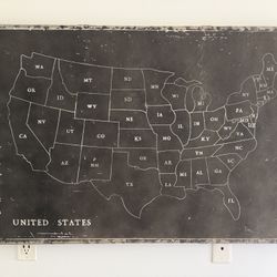 Large Vintage-Style United States Map Wall Art - 34” X 48”