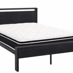 Full Bed Frame w/ 10 Inch Hybrid Mattress – Complete Set