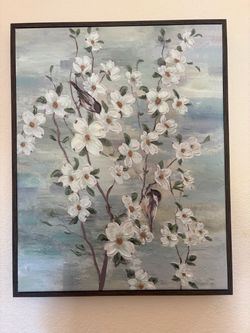 Framed Floral Canvas Painting Wall Art