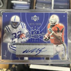 2003 Upper Deck Pros and Prospects #143 Willis McGahee Auto/edgerine James Autographed Miami Football Card