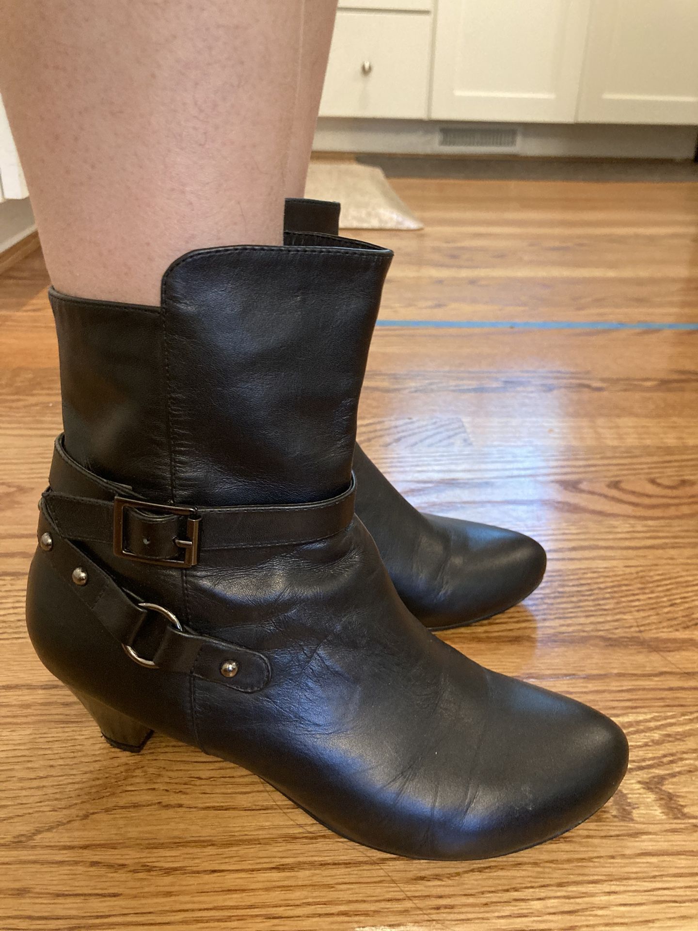 Black Leather Ankle Boots