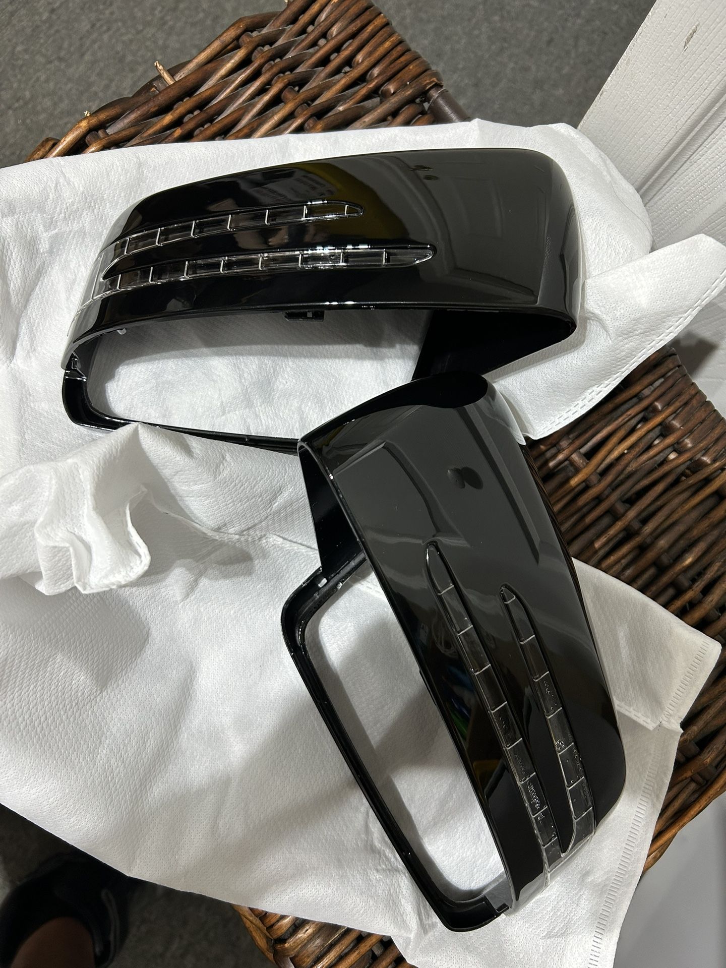 Gloss Black Mirror Cover Caps For Mercedes Benz A C S Class W221 W204 W176