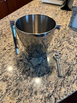 Stainless Steel Ice Bucket with Tongs
