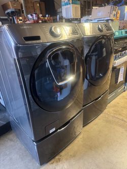 Steam set front load Samsung black stainless steel w 27
