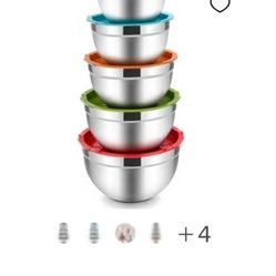 Mixing Bowls with Lids Set of 5, Vesteel Stainless Steel Mixing Bowls Metal Nesting Salad Bowls