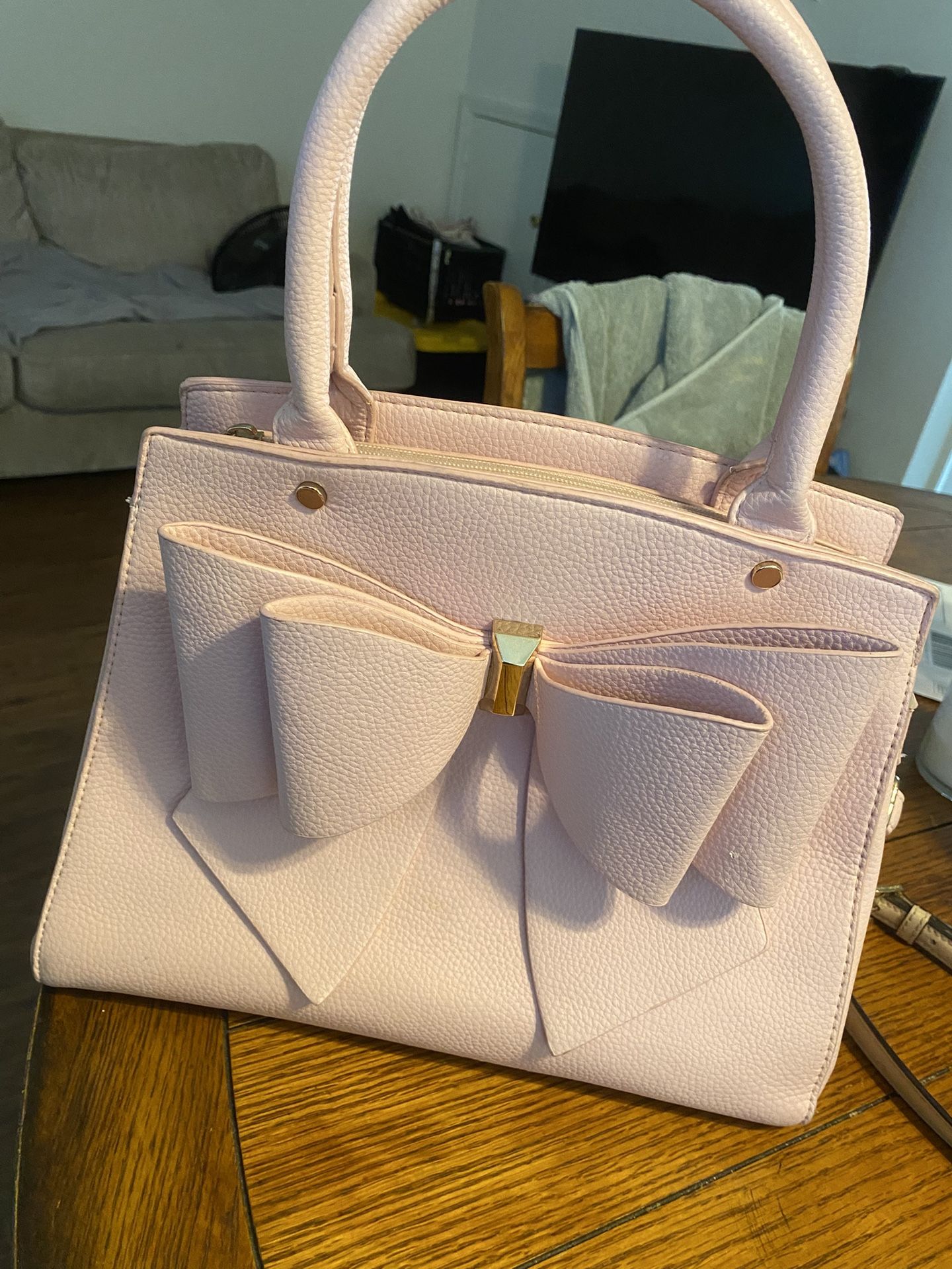 Leather Bow Make Up Bag Purse