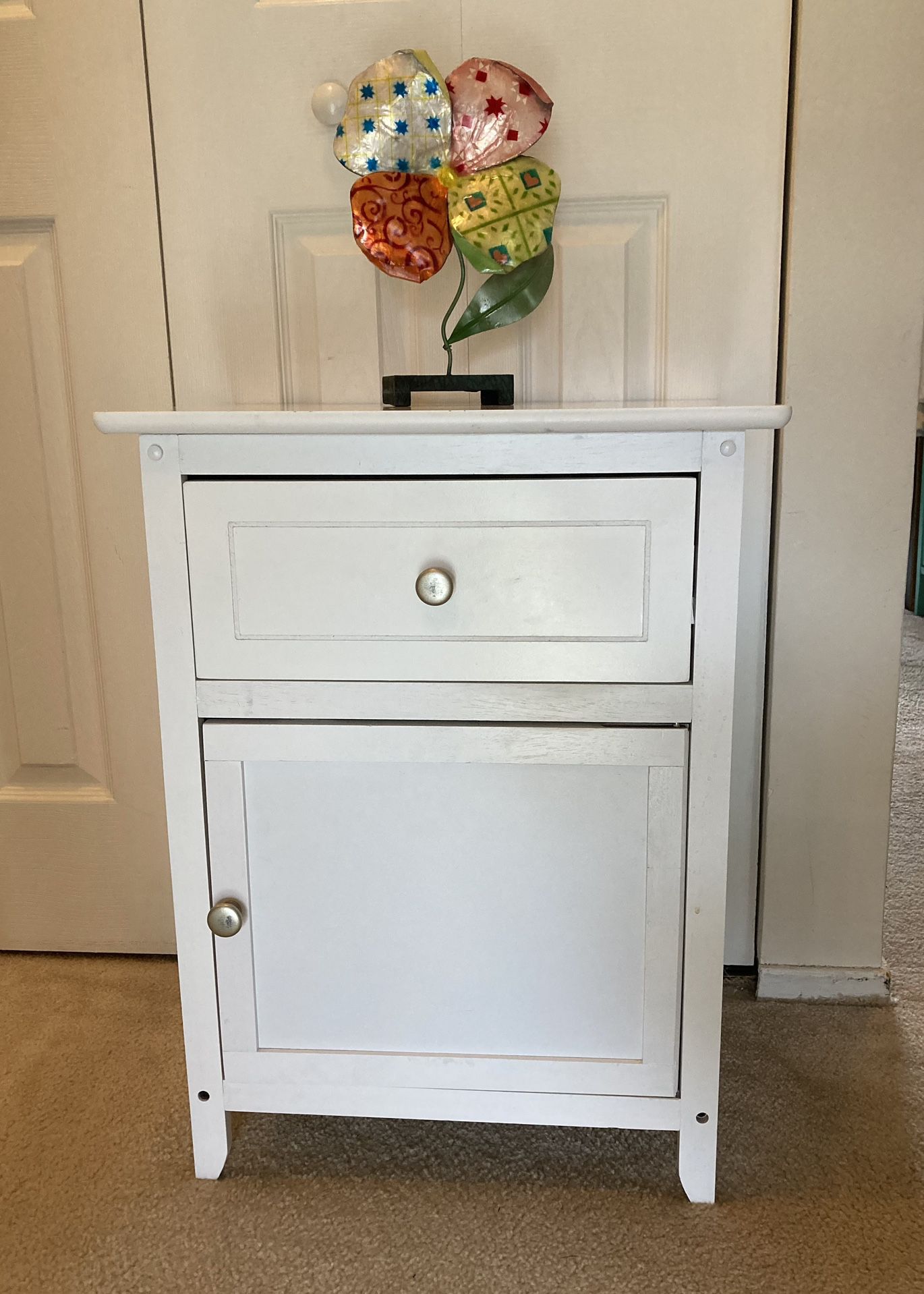 Side End Table Cabinet White