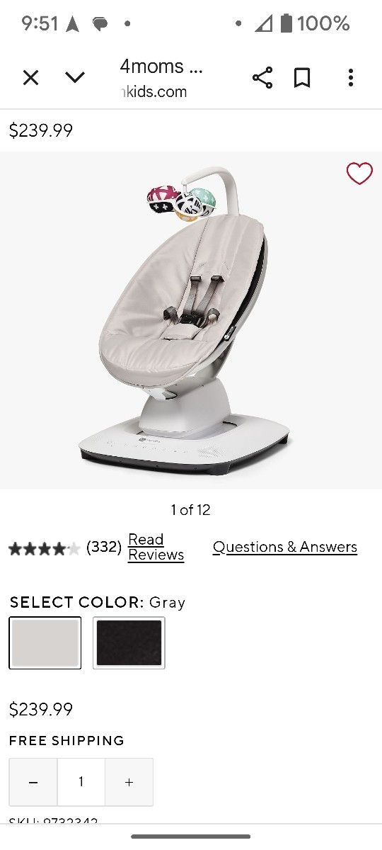 Mamaroo 4 Moms Baby Swing